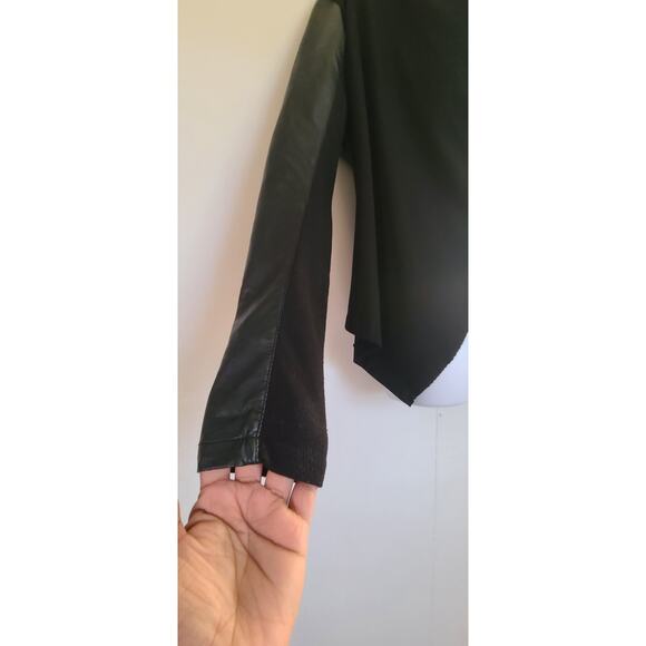 Blank NYC Black Faux Leather Moto Jacket Large Asymmetrical Zip Style - Picture 3 of 5